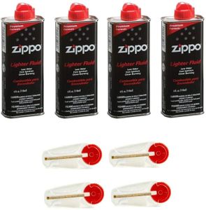 BRIQUET Lot de 4 recharges d'essence Original Zippo + 4 pierres à briquet