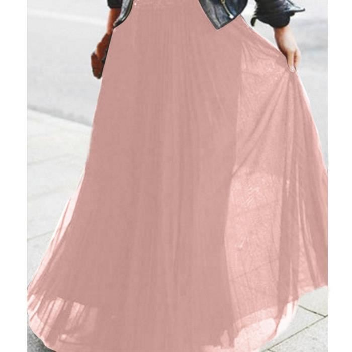 Jupe longue sexy en mousseline de soie à taille haute pour femmes - JUPE  Rose Rose - Cdiscount Prêt-à-Porter