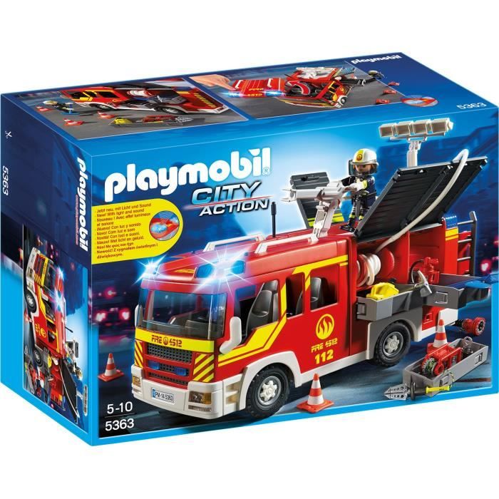 PLAYMOBIL 5363 - Action - Pompiers avec Gyrophare - Cdiscount Jeux -