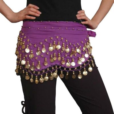Écharpe Danse Du Ventre 271 Paillettes Orange - Foulard Hanches Taille Unique Femme