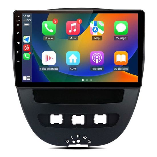 Autoradio Android 13 Pour Toyota Aygo/Peugeot 108/Citroën C1 (2015-2020) - 7" Tactile, 2Go+64Go, CarPlay/Android Auto, GPS, Caméra De Recul Incluse