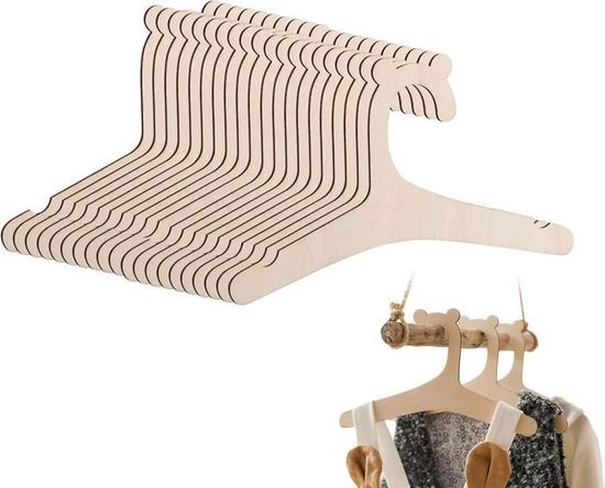20 Pièces Cintre Pour Bébé, Cintre En Bois Pour Enfant Avec Motifs