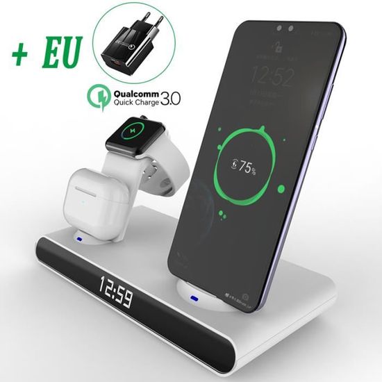 Chargeur Sans Fil 30W Qi - Ultra Mince, Rapide, Avec Câble Type-C - Compatible IPhone 12 Et Plus