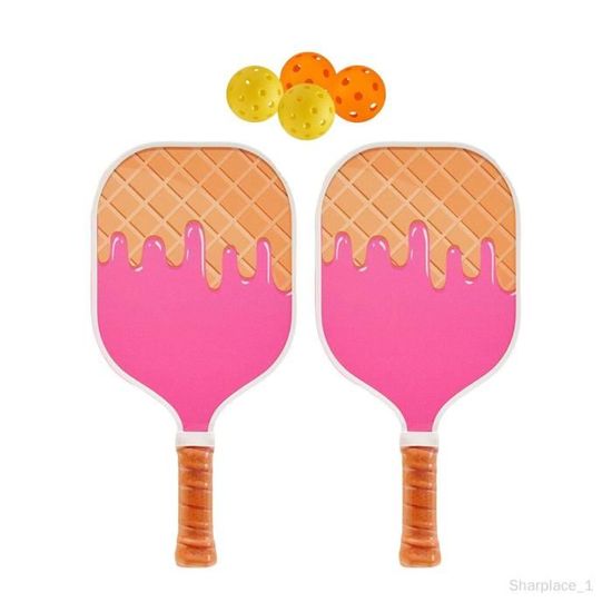 Sharplace Set Pickleball 2 Raquettes Bois + 4 Balles + Sac - Idéal Débutants Et Famille