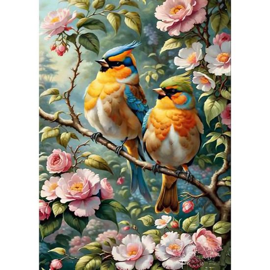 Diamond Painting,5d Peinture Diamant Oiseaux De Fleurs,Broderie Diamant Kit Complet,Tableau En Perles Diamant, Adultes Strass Canevas Point De Croix Arts Craft, Pour La Deco De Salon Chambre-30x40cm
