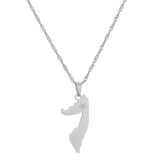Collier Pendentif Carte Albanie Getsona - Aigle Albanais - Chaîne 50cm Réglable - Style Ethnique Hip Hop
