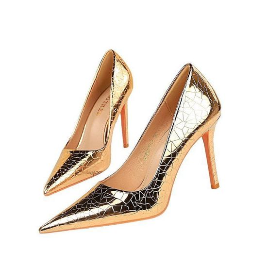 Escarpins Femme Talon Aiguille 8 CM Jaune Soir e Bureau