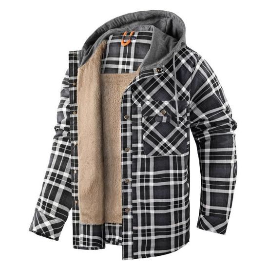 Chemise à carreaux à manches longues pour hommes, poches sur la