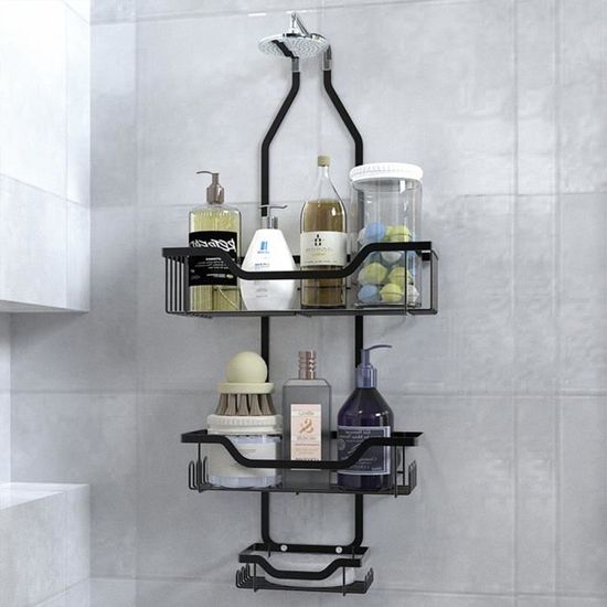 Étagère De Douche Télescopique Vpcok - 4 Supports Réglables 110-300 Cm - Range Salle De Bain Sans Perçage