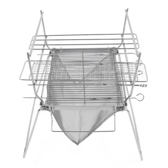 Support De Gril Barbecue Pliable Camping Acier Inox – Mini Grill Portable Feu De Camp – Argent, Stable Et Facile à Transporter