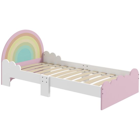 Lit enfant 90x200 cm forme arc-en-ciel sommier à lattes pliant grand espace de rangement | Leroy Merlin