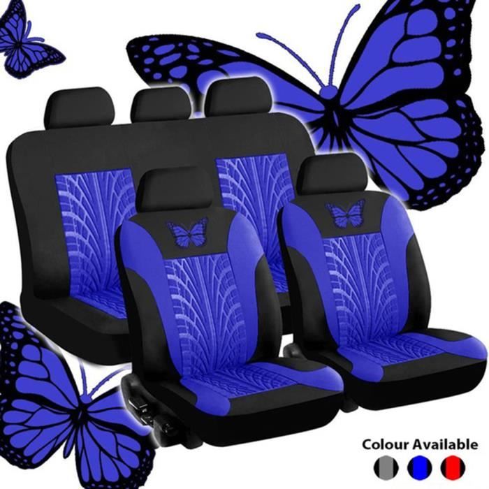 Housse Siege Voiture | Ensemble de Housses de Siège Auto Universelle | Couvre Sieges pour Avant et Arrière | Lot de 9 Bleu