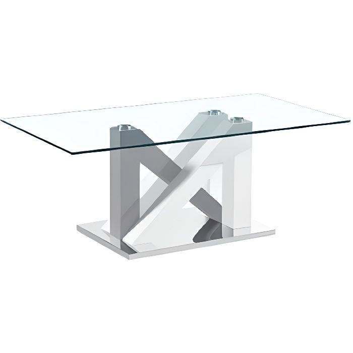 Table Basse Design MODERNA Laqué Blanc et Gris