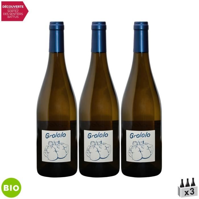 Pithon-Paillé Grololo Blanc - Bio - Lot de 3x75cl - Grololo and Co - Vin Blanc du Val de Loire - Appellation VDF Vin de France - Ori