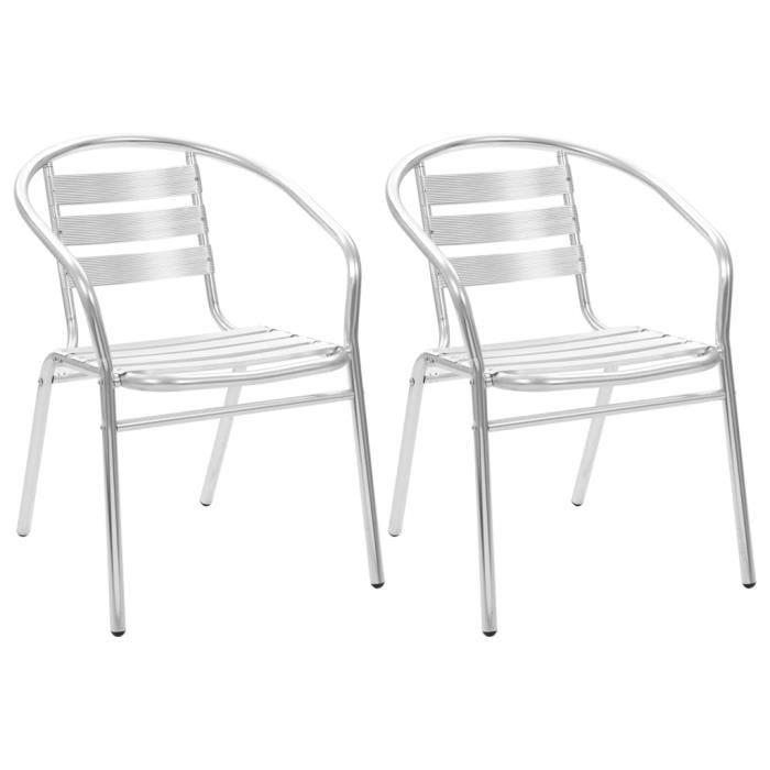Chaises empilables d'extérieur 2 pcs Aluminium
