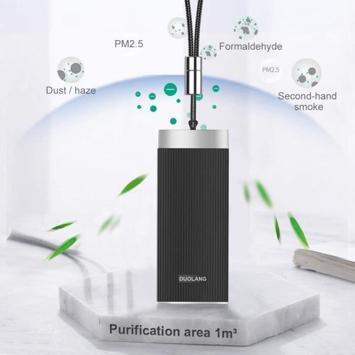 HUIDANGJIA Purificateur d'air portable,libéré 20 millions ions négatifs,2 hours Chargement,pour 16 hours,USB Loniseurs d'air Collier