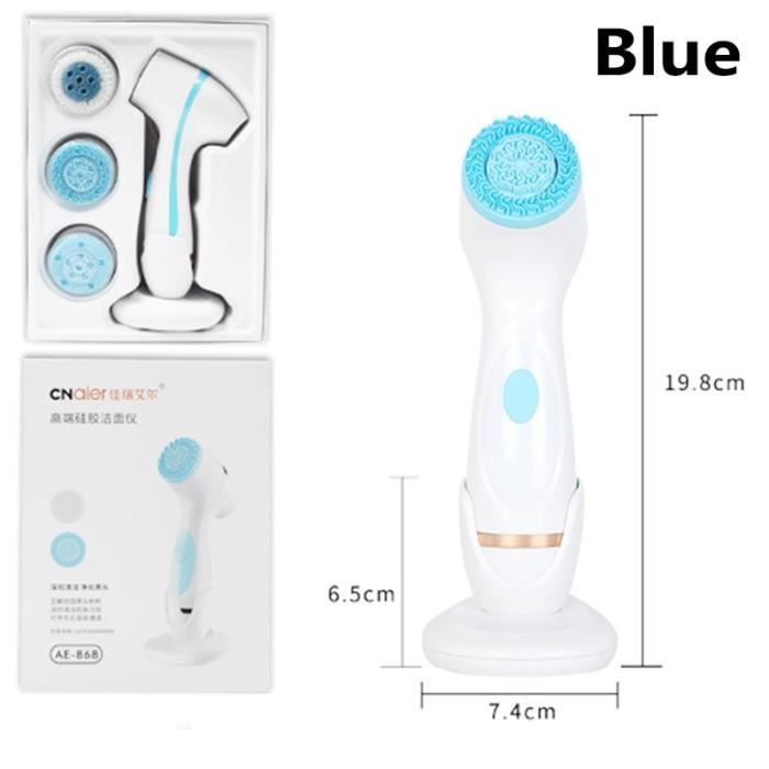 APPAREIL DE MASSAGE MANUEL,Silicone visage nettoyage brosse Spin brosse ensemble nettoyage en profondeur visage enlever - Type Blue