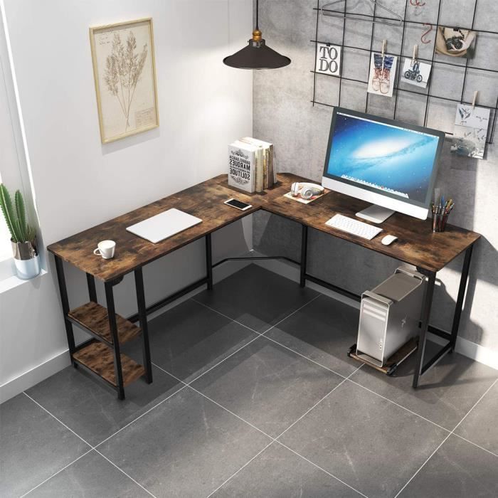 Bureau d'étude angulaire 148x148 design industriel métal 2 étagères Southport
