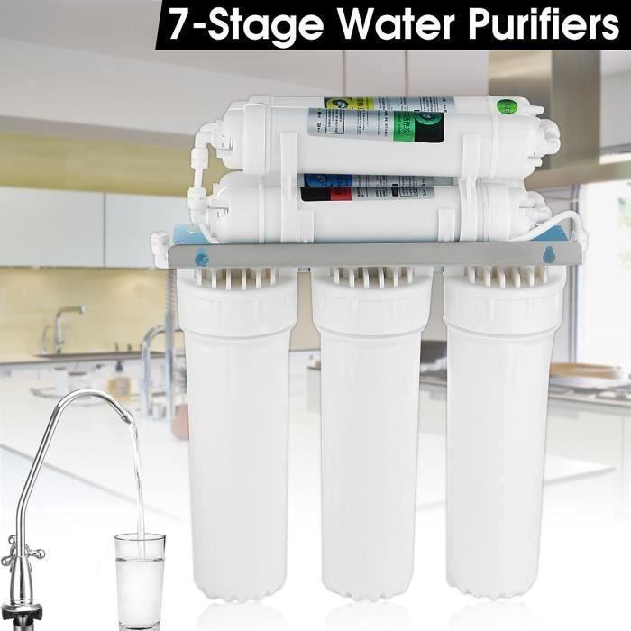 Station de Filtration Eau 7 Etapes Anti Impureté Filtre Purificateur Robinet Cuisine 120L-H