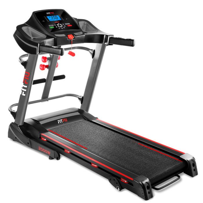 Tapis de course pliable FITFIU 2000w 20km-h USB, ecran LCD, capteur de fréquence cardiaque ultracompact connexion mp3