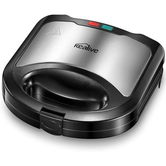 Kealive Appareil à Croque Monsieur Ultracompact, Machine à Sandwich Pour Sandwich en Forme de Triangle, Plaques Antiadhésives, Netto