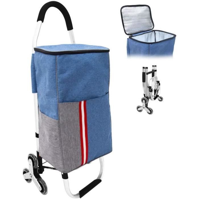 CHARIOT DE COURSES Chariots de Courses Caddie de Course à 6 roulettes Pliable Caddy Courses Cadis de Course Isolation avec27