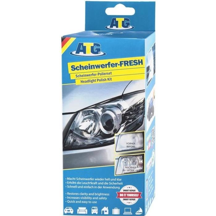ATG Polish pour voiture - renovateur phare - 16-tlg. - Kit d'entretien polisseuse voiture polish pour voiture phare moto - avec ,136