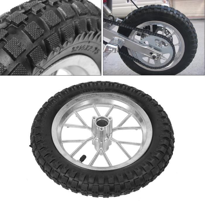 Drfeify Pneu de moto Roue de pneu avant arrière de moto de 12,5 x 2,75 pouces avec jante pour Coolster 49cc 2 temps Mini Dirt Bike