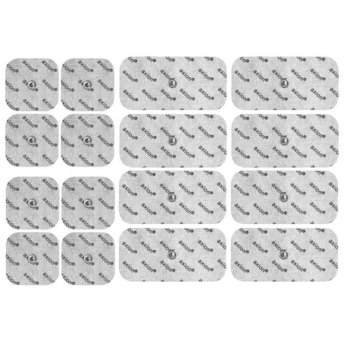 Axion - set de 16 électrodes 8 x 10*5 cm + 8 x 5*5 cm - uniquement compatible avec les appareils Hydas - connecteurs snap