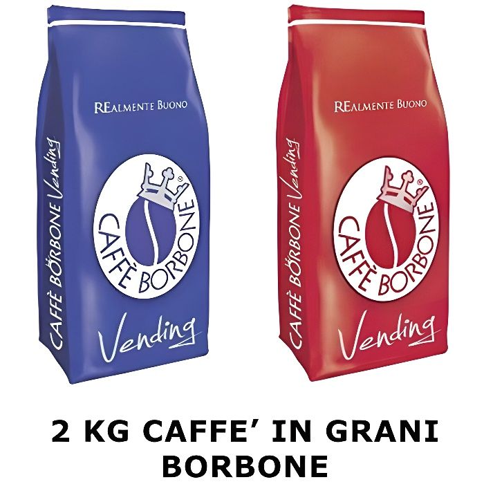 Caffè Borbone - Grains mélange Bleu 1Kg Red mélange Pack de 1 kg 2 Pièces