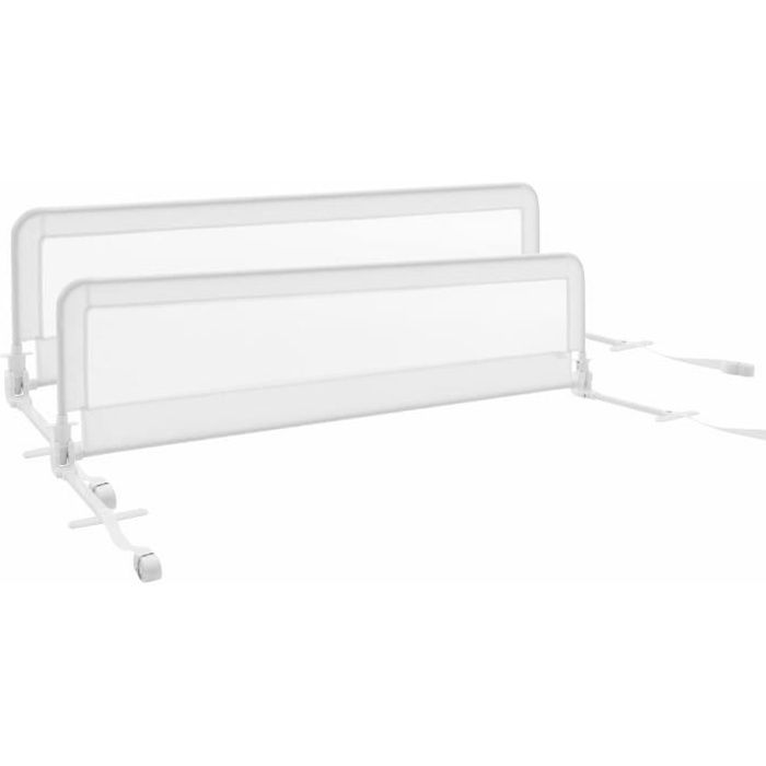 DREAMADE Barrière de Lit Pliable pour Bébés,Barrière de Protection en Tissu Maille pour Lit dEnfants et Parents, 120 x 42 cm Blanc