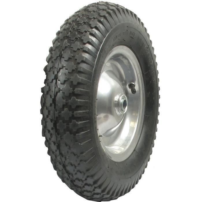 Roue sur roulement avec pneumatique 480 / 400 x 8 - 2 plis pour notre remorque XBILDT1002 - Ø: ext: 385mm, Long moyeu: 76,60mm - alé