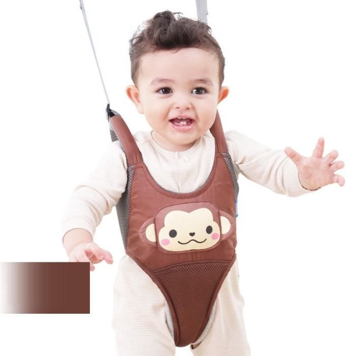 Bretelle de Marche Harnais De Sécurité Pour Bébé Enfant Apprendre A Marcher Aide à la Marche décoration de Singe Marron