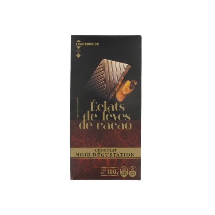 Chocolat noir dégustation - éclats de fèves de cacao - 100g DLC 30/11/2022