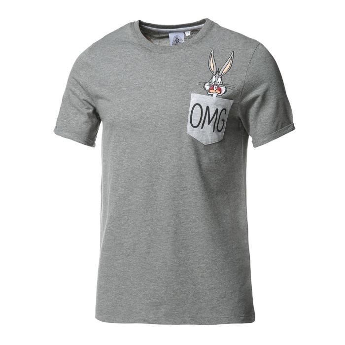 LOONEY TUNES T-Shirt Bugs Bunny Gris Chiné Foncé Homme
