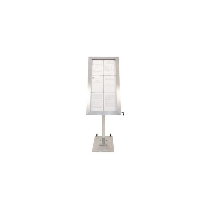 Porte-menu LED format 6 x A4 en Inox brossé avec pied hauteur 163 cm Acier Inoxydable