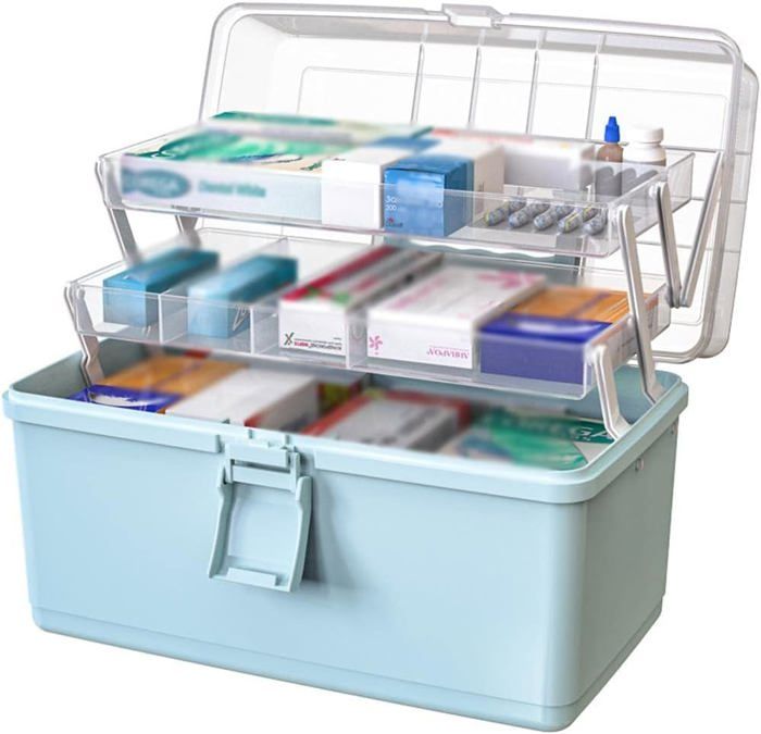 Boîte à Médicaments 3 Couches Pliable Avec Poignée - Verrou Enfant - Taille Moyenne/grande