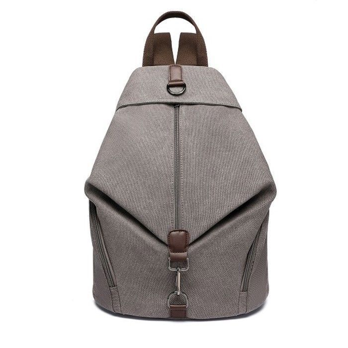 Sac à dos - KONO - 31x16x38 cm - Toile canvas - Vintage - Gris Sac à dos - KONO - 31x16x38 cm - Toile canvas - Vintage - Gris