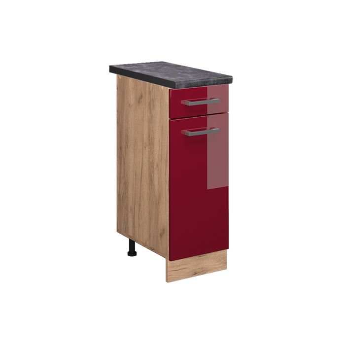 Meuble cuisine R-Line 30cm PT Anthracite Rouge brillant/Chêne de force doré Vicco 46853