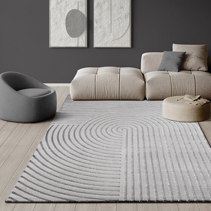 Tapis Salon - The Carpet - Knight - Velours Doux - Effet 3D - Détails Brillants Gris - 240x340 cm