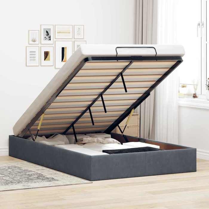 vidaXL Cadre de lit ottoman sans matelas gris foncé 120x190 cm velours 3310950