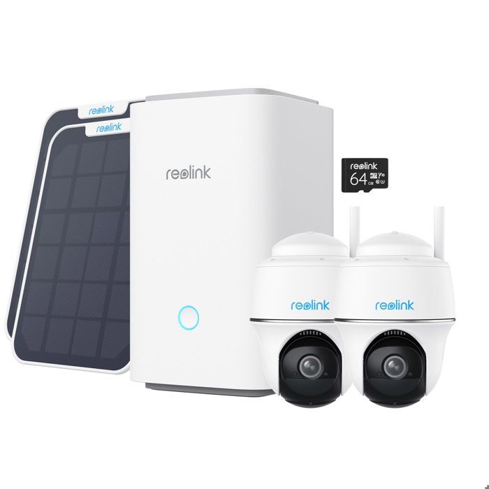 Reolink Home Hub avec 2xArgus PT+Panneau Solair Caméra de Surveillance sans fil 5MP Pan&Tilt Vision Nocturne En Couleur