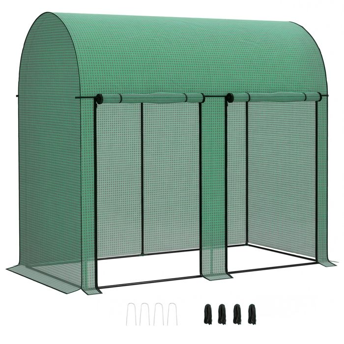 Serre de jardin - Outsunny - 2 m² - 2 portes zippées enroulables - acier PE haute densité 140 g/m² anti-UV - 2 x 1 x 178 m - vert