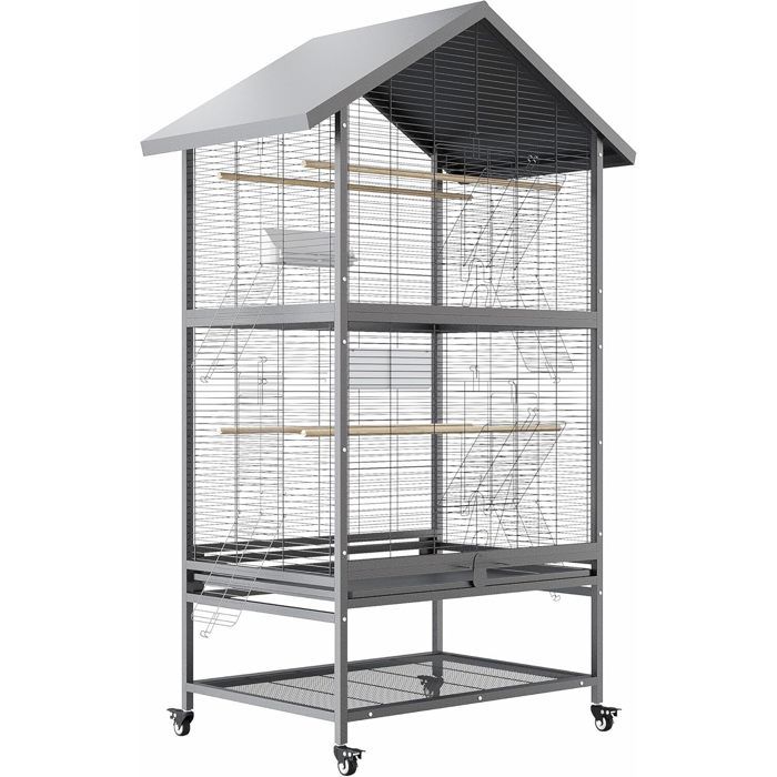 Comparer les prix de VOLIERE - CAGE OISEAU- Métal - TOYS SELLING-80 X 60 X 167CM - Noir