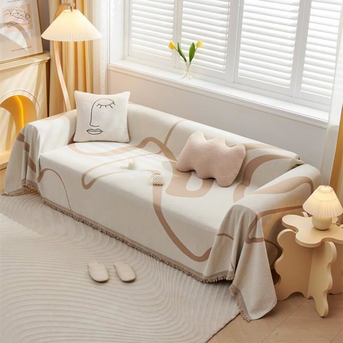 Housse de canapé en Chenille Multifonctionnel Jete de Canape Plaid Canape Plaid pour Canapé 180 x 280cm Kaki