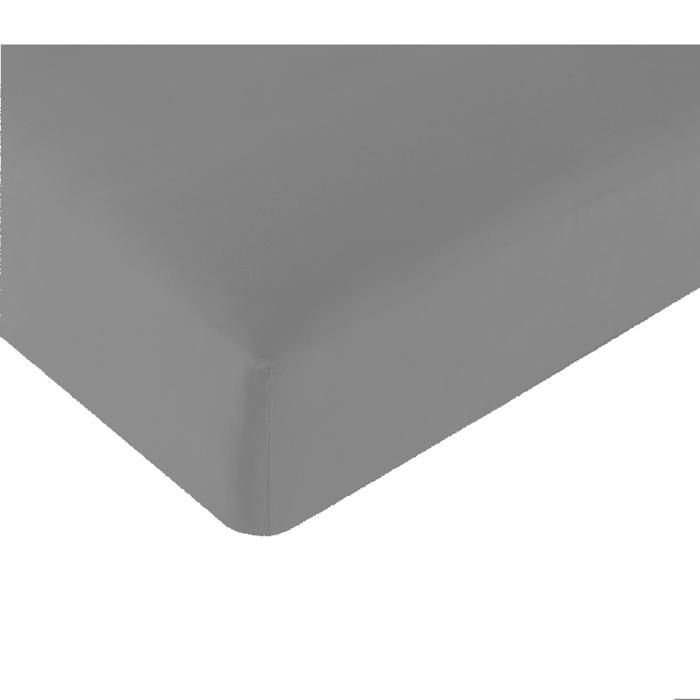 Drap housse en Lyocell : Gris 130 x 190 cm pan coupé à gauche