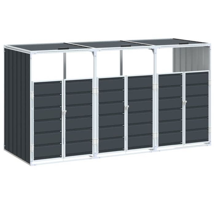 68867177& Rangement à roulettes pour poubelle - hangar à poubelles pour trois bacs acier