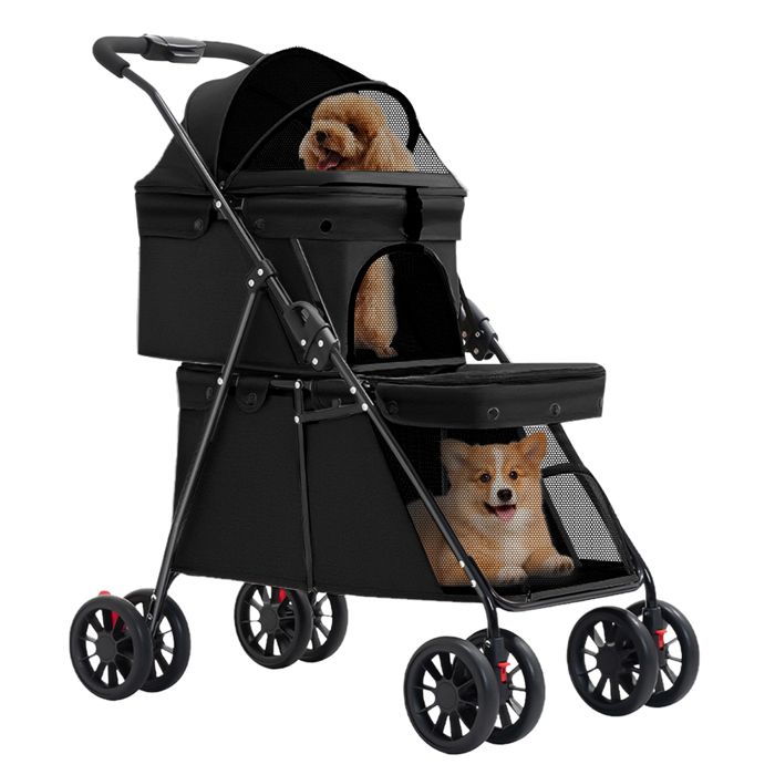 Comparer les prix de JEOBEST 2 en 1 Poussette pour Chien Chat Animaux Voyage Poussette Double Pliable Jusquà 20 kg avec Fenêtres en Maille