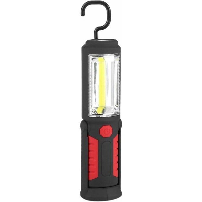 Lampe torche rechargeable USB LED avec Magnétique Lampe de LED 500Lm 3W pour Auto Garage Atelier Camping Bricolage (Red)