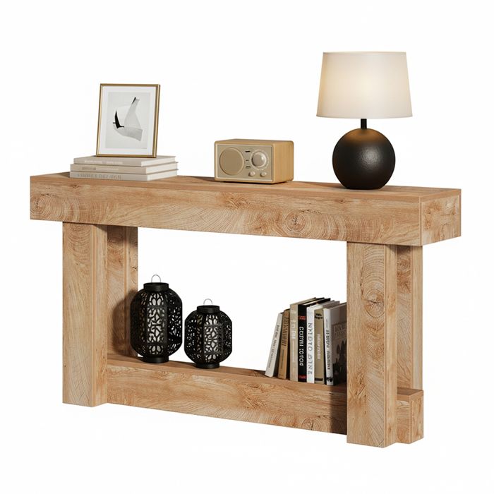 Table Console 160×30×85 cm Table dentrée à 2 étages Rectangulaire en bois pour Couloir Salon chêne Brun Clair